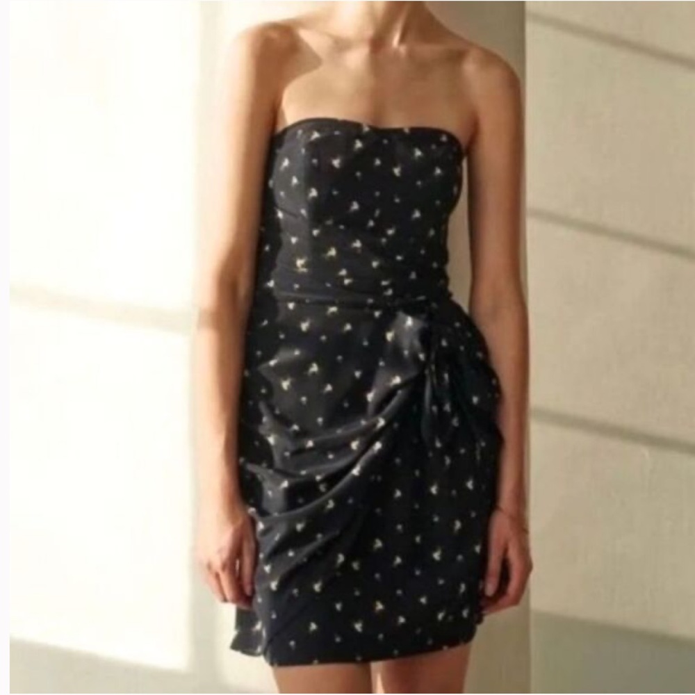 Club Monaco,Navy floral, Silk Harper Dress, Size small